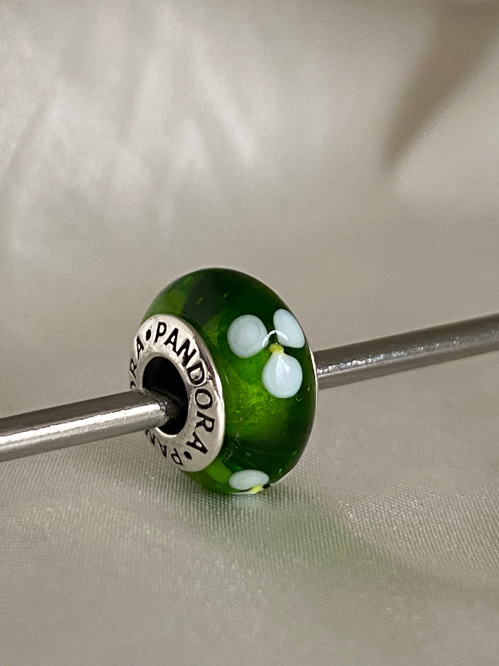 Pandora Green Flowers Murano Glass Charm, 790614