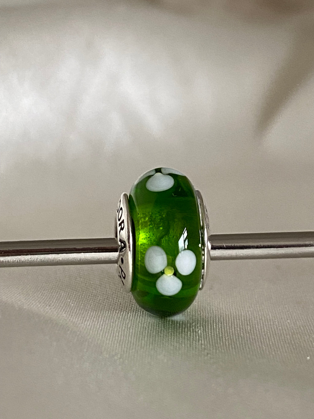 Pandora Green Flowers Murano Glass Charm, 790614