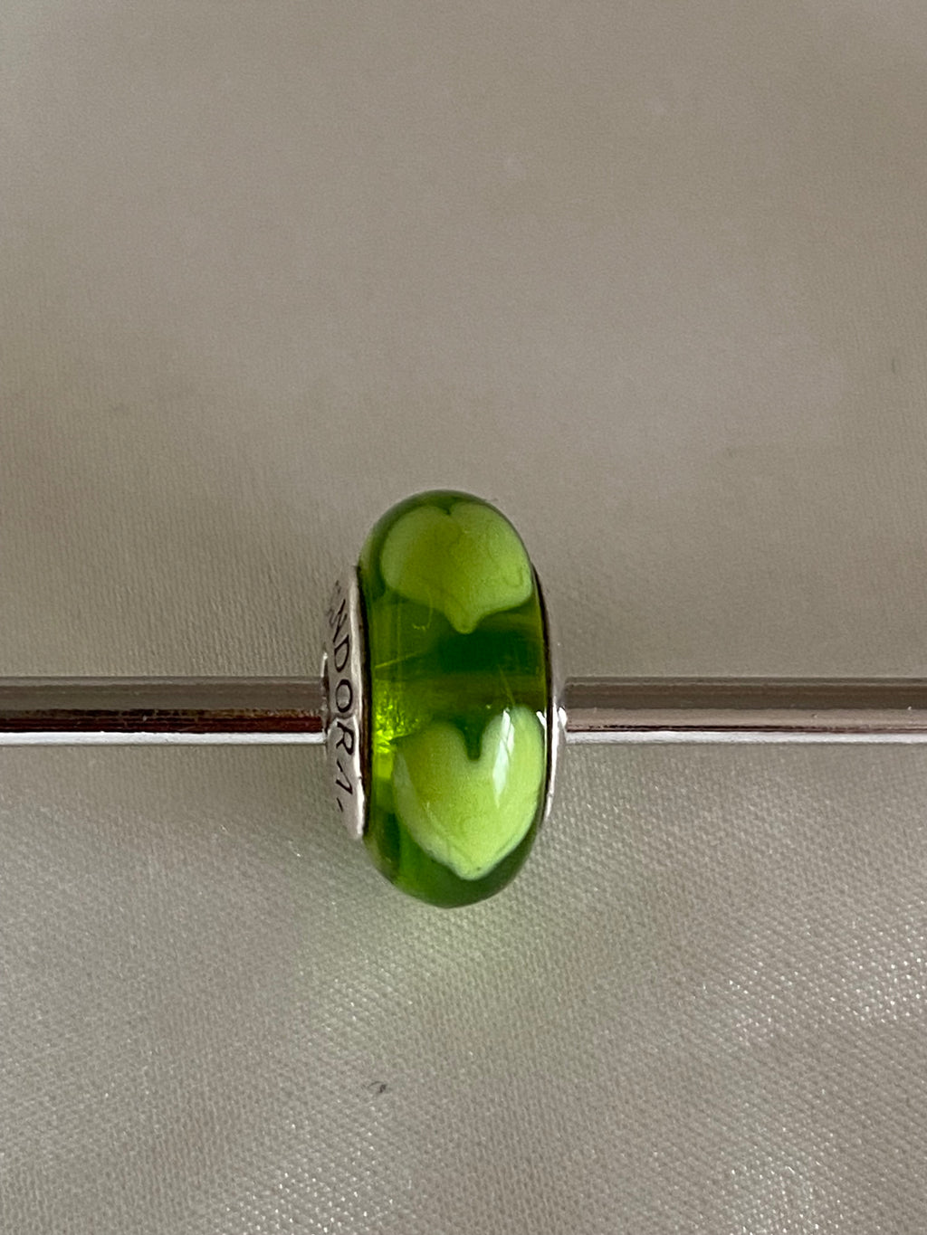 Pandora Lime Hearts Green Murano, 790656