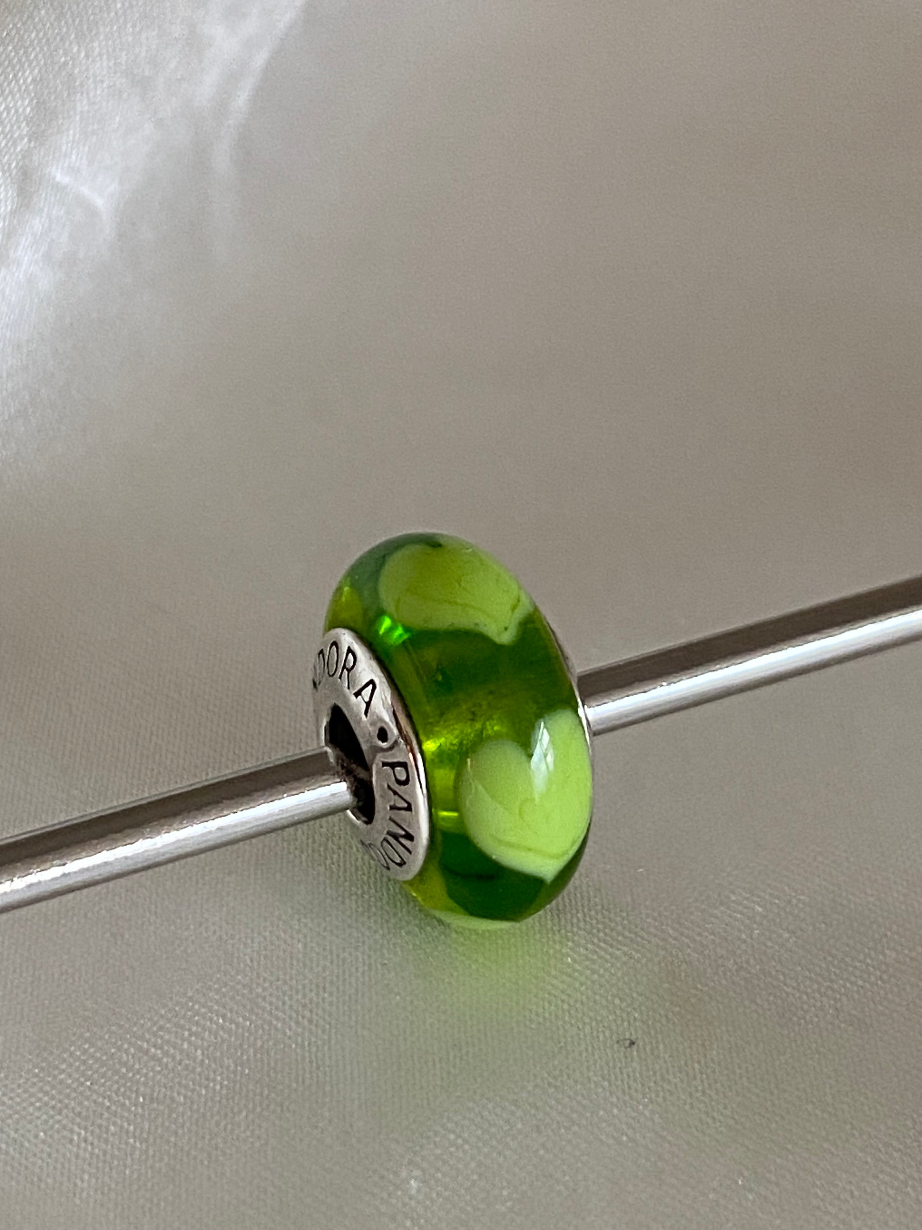 Pandora Lime Hearts Green Murano, 790656