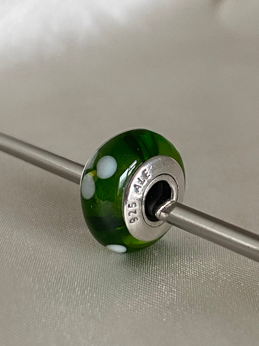 Pandora Green Flowers Murano Glass Charm, 790614