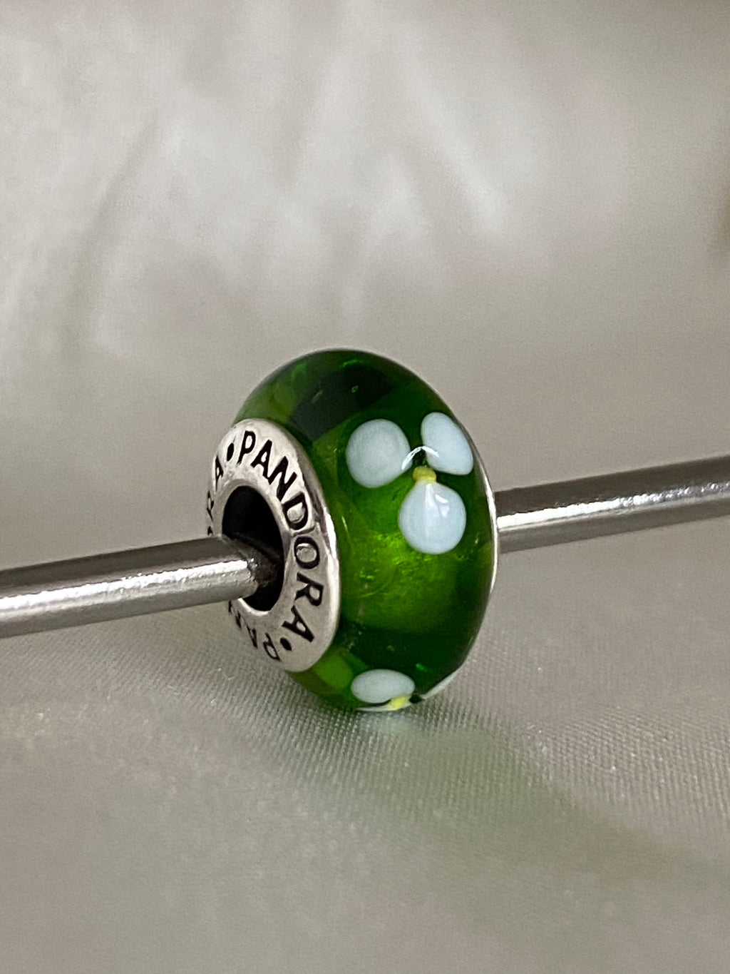 Pandora Green Flowers Murano Glass Charm, 790614