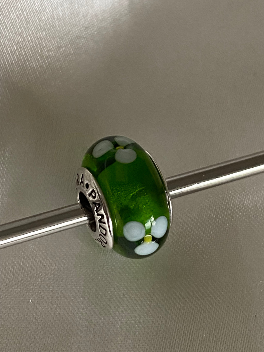 Pandora Green Flowers Murano Glass Charm, 790614