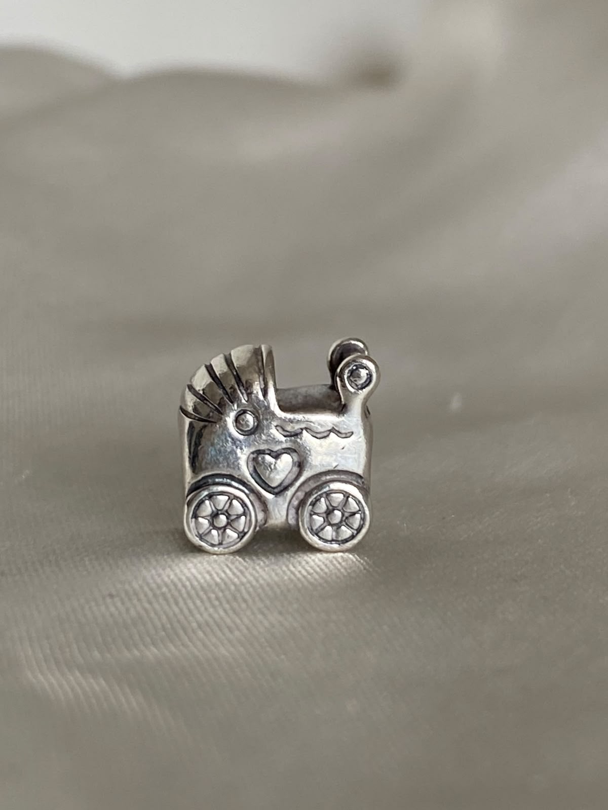 Pre-owned Pandora Baby Carriage Charm 790346 Sterling Silver