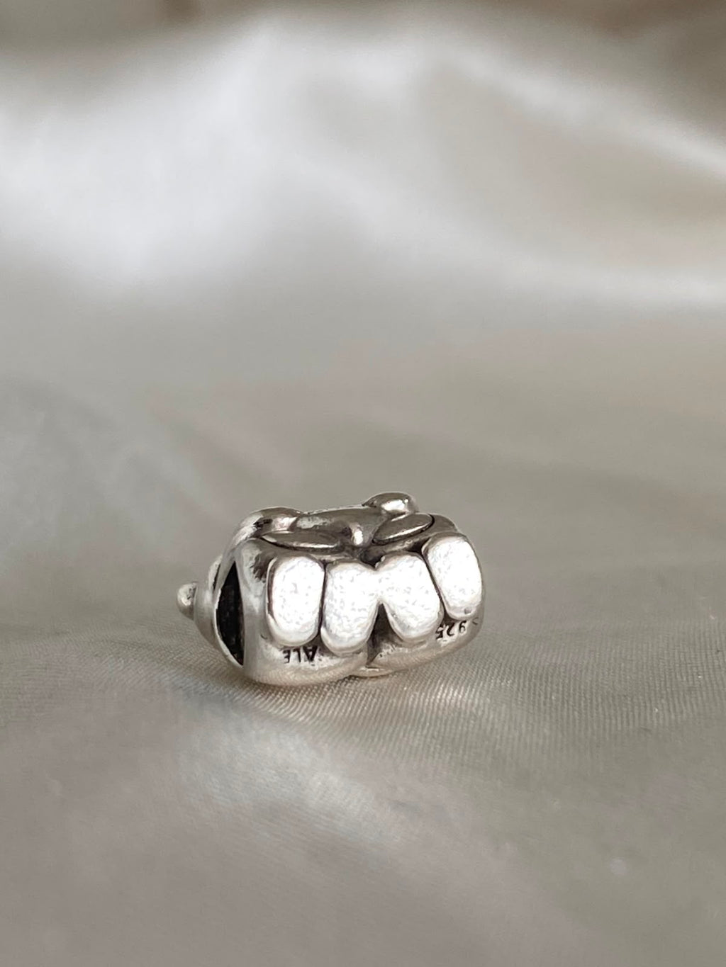 Pre-owned Pandora "Best Buddies / Best Friends" teddy bear charm,  792151, Sterling Silver