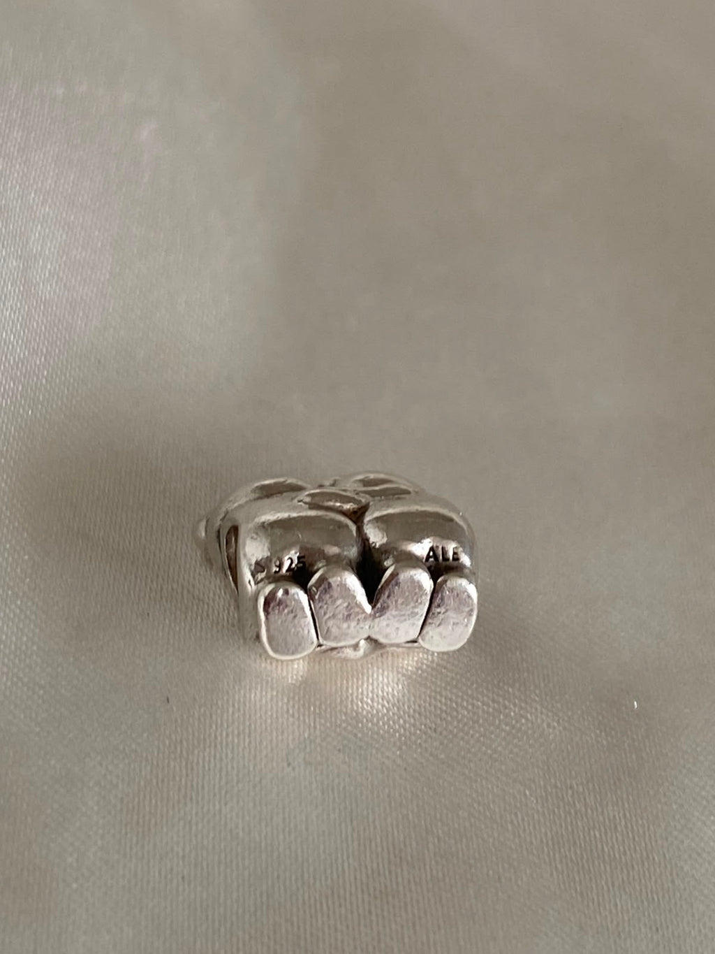 Pre-owned Pandora "Best Buddies / Best Friends" teddy bear charm,  792151, Sterling Silver